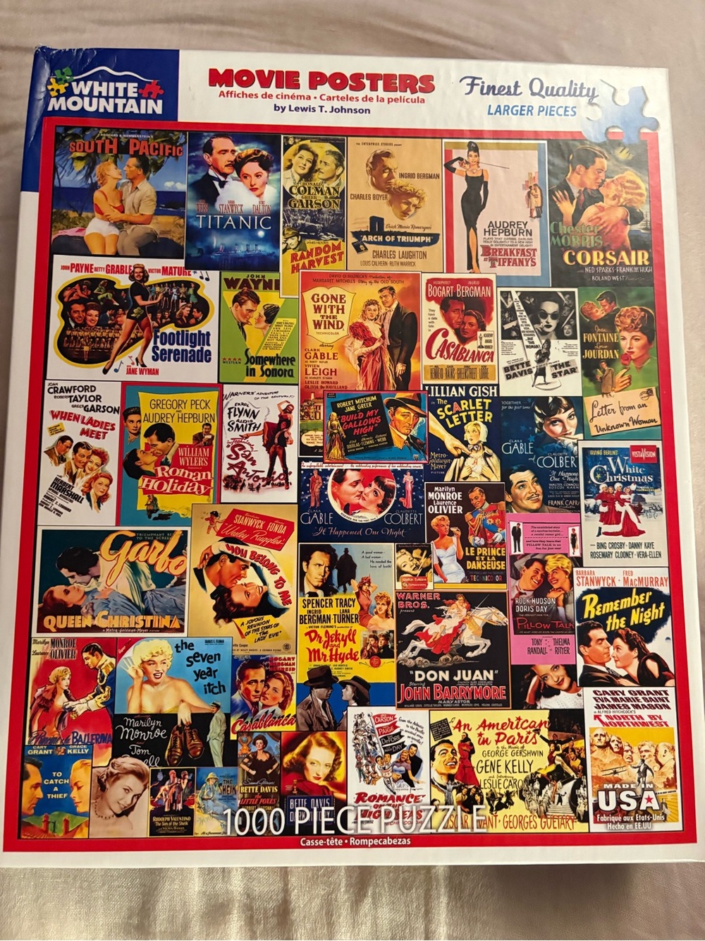 White Mountain 1052 Classic Movie Posters Puzzle 1000 Pieces Complete 24"x30"